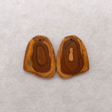 Nugget (Rough Sides) Natural US Biggs Picture Jasper Gemstone Earring Beads, 23x19x4mm, 5g