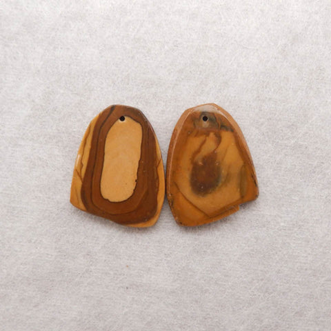 Nugget (Rough Sides) Natural US Biggs Picture Jasper Gemstone Earring Beads, 23x19x4mm, 5g