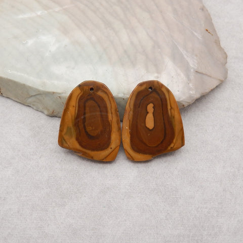 Nugget (Rough Sides) Natural US Biggs Picture Jasper Gemstone Earring Beads, 23x19x4mm, 5g