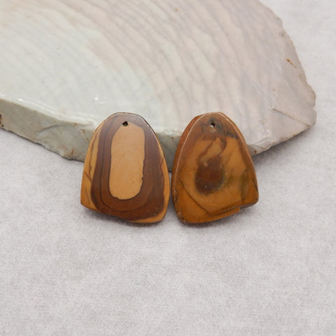 Nugget (Rough Sides) Natural US Biggs Picture Jasper Gemstone Earring Beads, 23x19x4mm, 5g