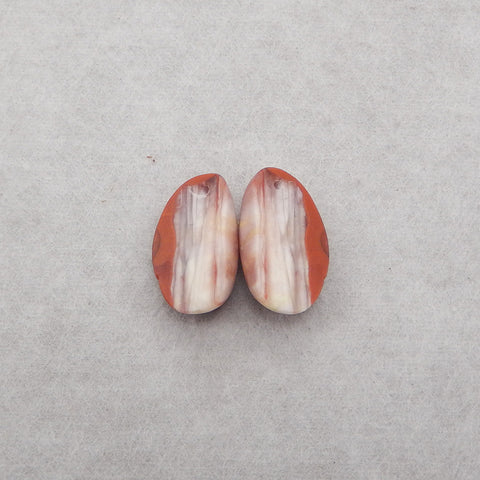 Natural Red Agate Earring Beads,Handmade Earring Pair, Jewelry DIY Making, 22×13×8mm,7.3g