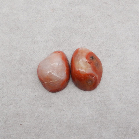 Natural Red Agate Earring Beads,Handmade Earring Pair, Jewelry DIY Making, 22×17×7mm,7.1g