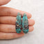 Natural Chrysocolla Teardrop Gemstone Earrings Pair, 38x12x4mm, 5g
