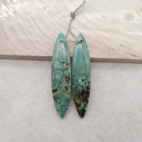Natural African Turquoise Marquise Gemstone Earring Beads, 44x11x4mm, 6g