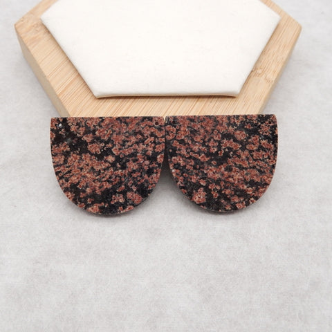 Natural Snow Flake Obsidian Double Holes Gemstone Earring Beads, Drilled Cabochons, 36x30x3mm, 12.2g