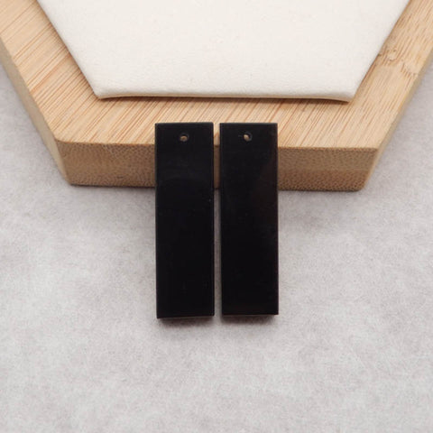 Natural Obsidian, Picture Jasper, Mookaite Jasper Intarsia Rectangle Gemstone Earring Beads, 32x10x4mm, 7.2g