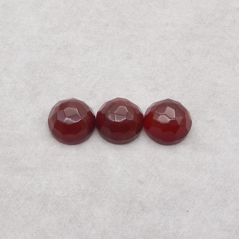 Cabochon de pierre précieuse de fleur d'agate rouge sculptée de 3 pièces, pierre précieuse naturelle pour la fabrication de bijoux de bricolage. 11-15mm, 1.3g