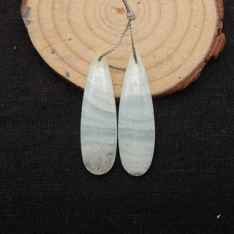 New 1 Pair Natural Amazonite Teardrop Gemstone Earring Beads, Customized Gemstone Earring Pair, 38x11x4mm, 4.6g