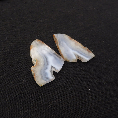 Nugget Natural Blue Lace Agate Drilled Earrings Pair, 38x26x3mm, 11.5g