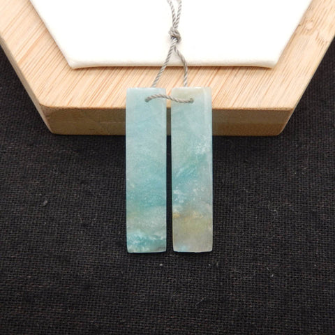 New 1 Pair Natural Amazonite Rectangle Gemstone Earring Beads, 37x9x3mm, 4.8g