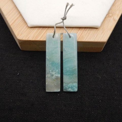 New 1 Pair Natural Amazonite Rectangle Gemstone Earring Beads, 37x9x3mm, 4.8g