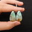 Natural Chrysocolla Teardrop Gemstone Earrings Pair, 25x14x4mm, 4.5g