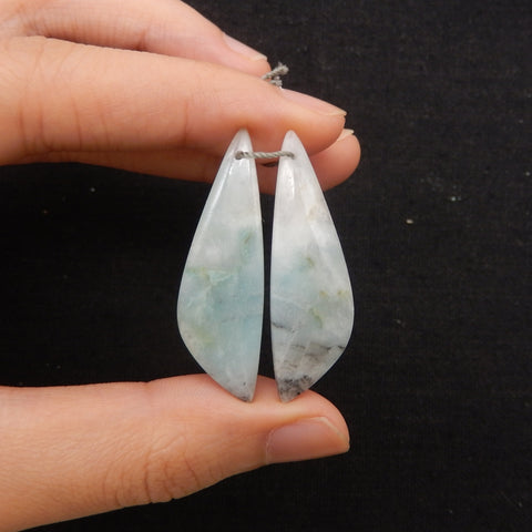 New 1 Pair Natural Blue Opal Gemstone Earring Beads, 39x12x3mm, 5g