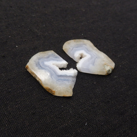 Nugget Natural Blue Lace Agate Drilled Earrings Pair, 35x13x3mm, 11g