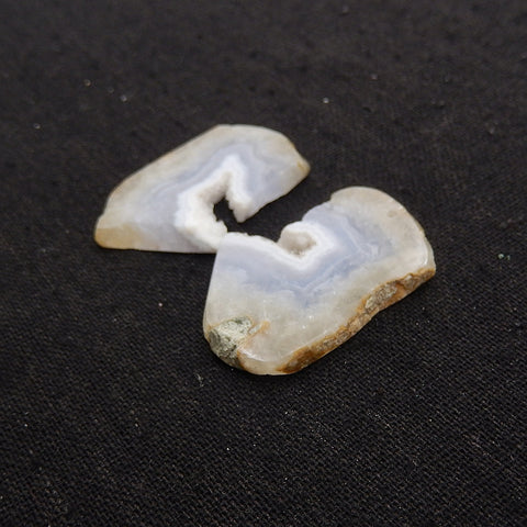 Nugget Natural Blue Lace Agate Drilled Earrings Pair, 35x13x3mm, 11g