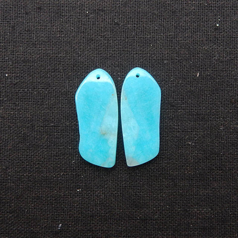 New 1 Pair Nugget Natural Amazonite Gemstone Earring Beads, 32x14x3mm, 5.4g