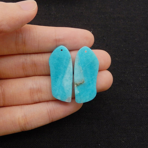 New 1 Pair Nugget Natural Amazonite Gemstone Earring Beads, 32x14x3mm, 5.4g
