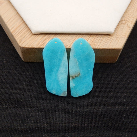 New 1 Pair Nugget Natural Amazonite Gemstone Earring Beads, 32x14x3mm, 5.4g