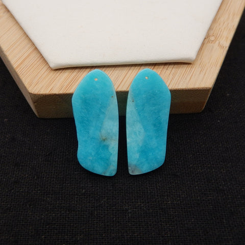New 1 Pair Nugget Natural Amazonite Gemstone Earring Beads, 32x14x3mm, 5.4g