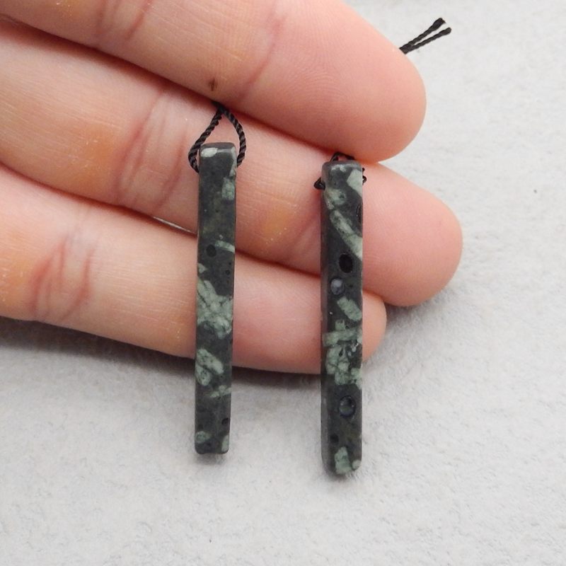 Natural Plant Fossil Earring Beads 42*5*5mm, 5.8g