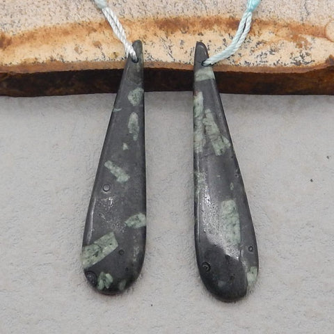 Natural Plant Fossil Earring Beads 45*11*4mm, 5.4g