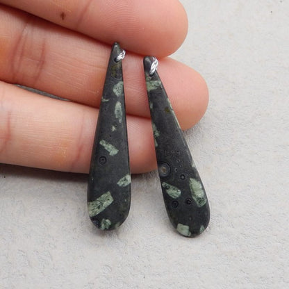Natural Plant Fossil Earring Beads 45*11*4mm, 5.4g