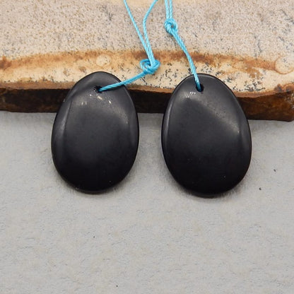 Natural Obsidian Earring Beads 25x18x4mm, 6.1g
