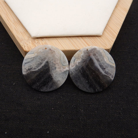 Natural Crazy Lace Agate Round Gemstone Earring Beads, 30x3mm, 10.5g