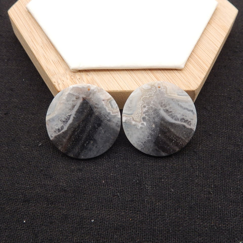 Natural Crazy Lace Agate Round Gemstone Earring Beads, 30x3mm, 10.5g