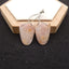 Natural Rose Quartz Double Hole Gemstone Earring Beads, Handmade Earring pair, 27x20x4mm, 7.4g