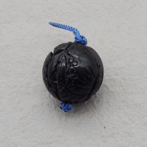 Natural Obsidian Carved butterfly Pendant Bead 22*22*22mm, 13.2g