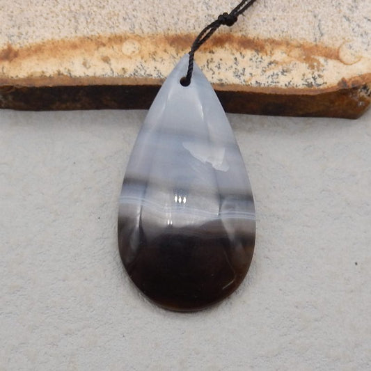 Natural Banded Agate Pendant Bead 44*23*5mm, 7.4g