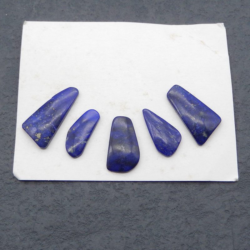 5 pcs Natural Lapis Lazuli Cabochons 23*9*2mm, 14*17*2mm, 3.7g