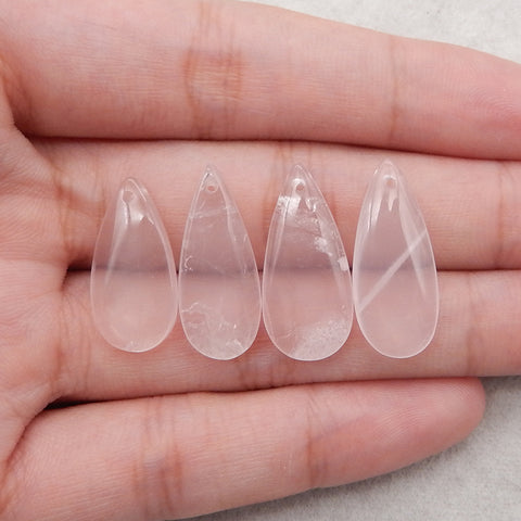 4 PCS Natural Rose Quartz Pendant Beads ,26×11×4mm,23×11×4mm ,6.9g