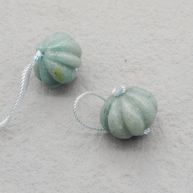 Natural Chrysocolla Carved flower Earring Beads 17x6mm, 4.3g