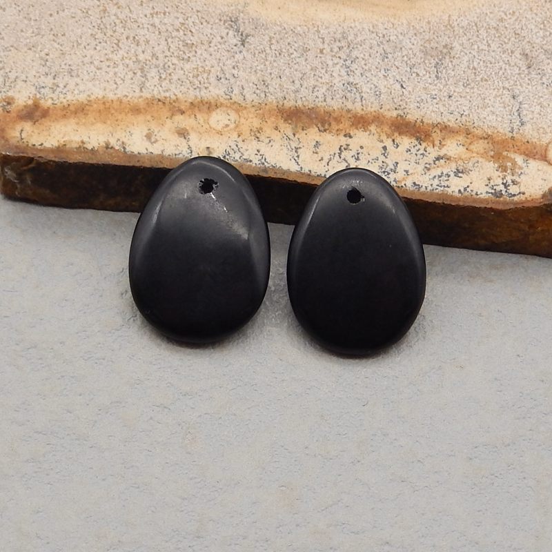 Natural Obsidian Earring Beads 20*15*4mm, 4.4g