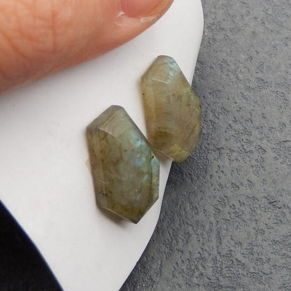 Natural Labradorite Cabochons Paired 20*13*5mm, 20*11*5mm, 9.3g