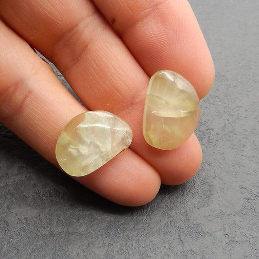 Natural Prehnite Cabochons Paired 19*14*5mm, 4.8g