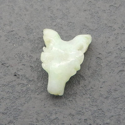 Gems Chrysoprase pendentif petite tête de loup sculpté à la main, 23x17x9mm 3.4g