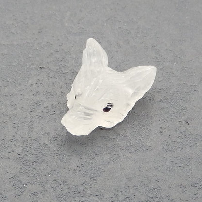 Natural White Quartz Carved wolf head Pendant Bead 23*17*10mm, 4.1g
