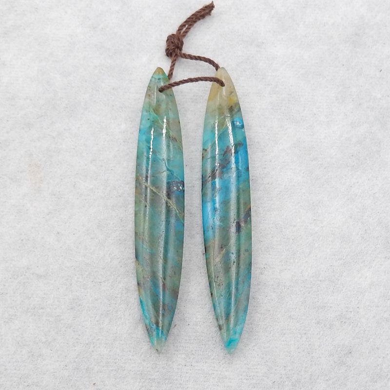 Natural Chrysocolla Earring Beads 53*9*4mm, 7.2g