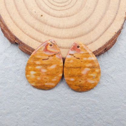 Natural Rhyolite Bird’s Eye Jasper Earring Beads 24x17x3mm, 3.3g