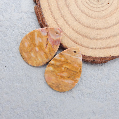 Natural Rhyolite Bird’s Eye Jasper Earring Beads 24x17x3mm, 3.3g