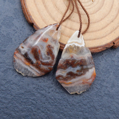 Natural Crazy Lace Agate Earring Beads 42X25X5mm, 13.7g