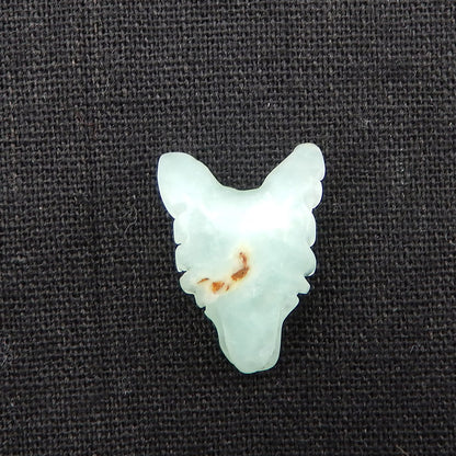 Natural Chrysoprase Carved wolf head Pendant Bead 23x17x9mm, 3.0g