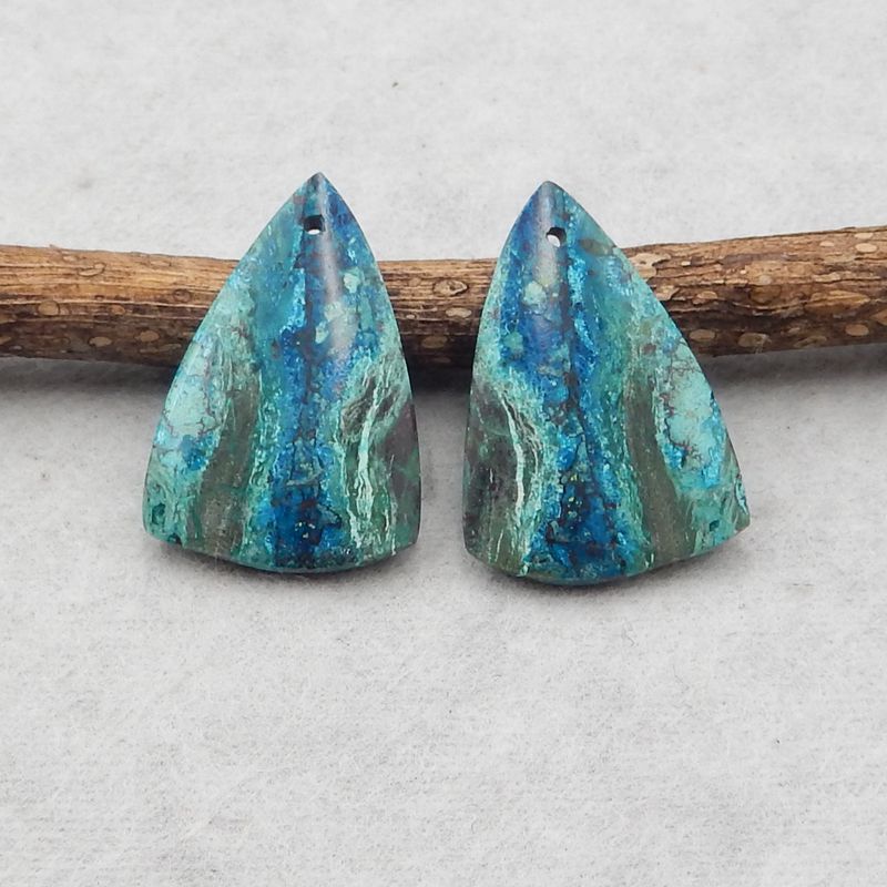 Natural Chrysocolla Earring Beads 26*18*5mm, 5.2g