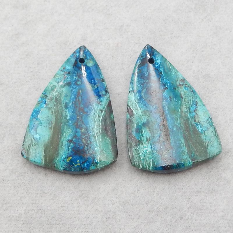 Natural Chrysocolla Earring Beads 26*18*5mm, 5.2g