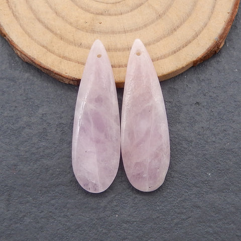 Natural Kunziter Earring Beads,Handmade Gemstone Earring pair,Gemstones For Jewelry Making,36x11x4mm,6.4g