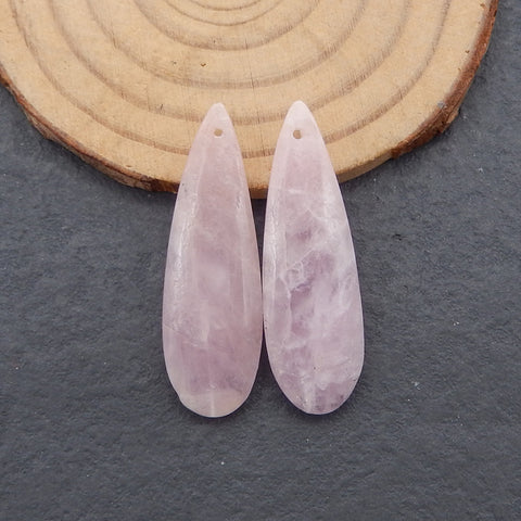 Natural Kunziter Earring Beads,Handmade Gemstone Earring pair,Gemstones For Jewelry Making,36x11x4mm,6.4g