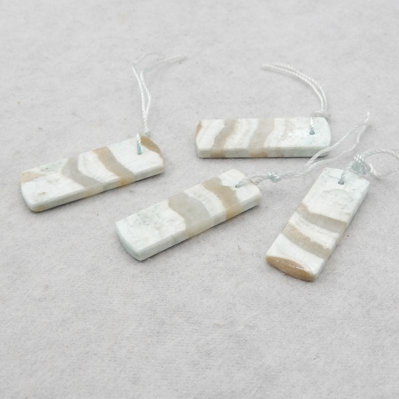 4 pcs Natural Hemimorphite Pendant Beads 33*11*2mm, 34*12*3mm, 12.3g